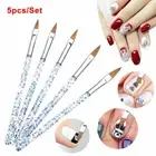 5X Sable Kolinsky Acrylic Nail Art UV Gel Carving Brush Glitter Pen Set Tools FZ