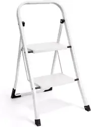 Portable Collapsible Lightweight Alloy Steel Two Step Stool Stepladder with Wide
