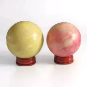 Lot Of 2 Natural Polished Lemon Jade & Ruby In Zoisite Spheres - USA