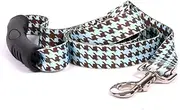 Yellow Dog Design Hounds Tooth Blue and Brown EZ-Grip Dog Leash with Comfort Handle, Small/Medium