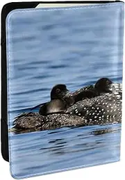 [JEJEA] Loon Birds Print Travel Organizer Credit Cards Case Passport BookPassport Holder Cover Wallet forTraveling,, Black, One Size