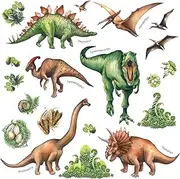 DECOWALL DS-8034 Watercolour Dinosaur Kids Wall Stickers Wall Decals Peel and Stick Removable Wall Stickers for Kids Nursery Bedroom Living Room (Small)