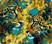LEOPARD HEADS COMPUTER MOUSE PAD 9 X 7
