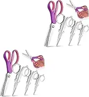 TEHAUX 2sets Fabric Pinking Shears Jagged Edges Zig Scissors Sturdy Stainless Steel Blades Portable Small Folding Scissors 4pcs*2