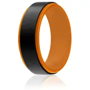 Silicone Wedding Step Ring - Orange-Black by ROQ for Men - 11 mm Ring