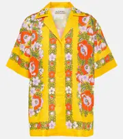 [Alemais] Alémais Floral linen bowling shirt UK 10 yellow