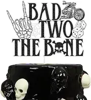 Bad Two The Bone Cake Topper Bad 2 The Bone Theme Party Decorations Rock n Roll Music Theme 90s Party Decorations Boy Girl