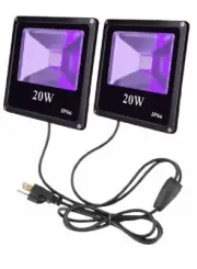 (2 Pack) 20W Ultraviolet LED UV Flood Light For Neon Blacklight Party Stage