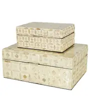 Peyton Lane Set Of 2 Mother Of Pearl Shell Mosaic Storage Decorative Box