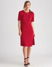 Liz Jordan Textured Dress - Size 14 - Womens - JESTER RED