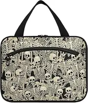 [ODAWA] Scary Skull Pattern Toiletry Organizer Travel Bag Hanging Full Sized, Skeletons1, Large