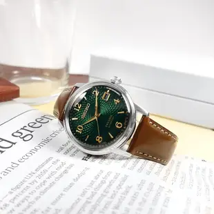 SEIKO 精工 PRESAGE 調酒師系列 機械錶 自動上鍊 牛皮手錶-綠x銀x棕/38mm