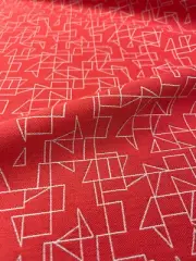 5.5 yds Designtex Draft Flame Red & Gray Geometric Polyester Upholstery Fabric