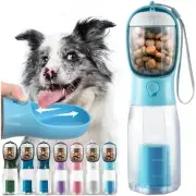 Portable Dog Water Bottle, 3-in-1 Travel Bowl with Food Container & 20oz Blue
