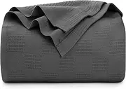 [Utopia Bedding] Woven Full/Queen Size Summer Cotton Blanket Breathable, 100% Premium Cotton Throw Blanket and Quilt for Bed and Sofa, Grey