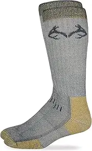 [Realtree] Boys Merino Uplander Boot Socks, Grey, Small