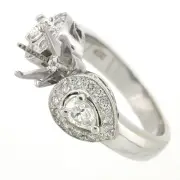 14K White Gold Diamond Engagement Ring Setting 0.84 CTS - Pear Cut Diamonds