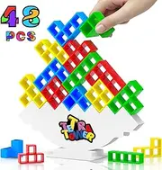 Btolin 48pcs Tetra Tower Balance Stacking Attack Block Game, Tetris Swing Terra Tower, Family Board Games for Kids & Adults, Team Building Parties Travel Toy