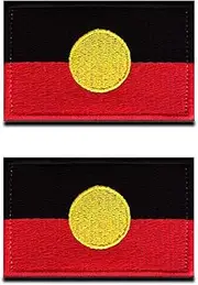 2 Packs Australian Aboriginal Flag Patch Australia Flags Tactical Embroidered Hook and Loop Patch Pride Flag Patch for Clothes Hat Backpack Team Work Sport Travel Outdoor
