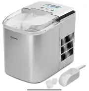 Costway Stainless Steel Ice Maker Countertop 26LBS/24H LCD Display with Scoop