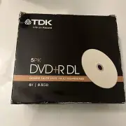 *New* TDK DVD+R 5-Disc 8.5GB Double Layer Sealed Blank Disc