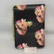 Betsey Johnson Dog Pattern Golden Retriever Hand Sanitizer Holder Black New