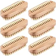 6 Pieces Nail Brushes Wooden Nail Cleaning Brushes Double Sided Scrub Wood Nail Brush Handle Hand Fingernail Brush for Men Women Adult Kid Toe Foot Manicure Pedicure Supplies