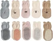 [XOUDKE] Baby Socks Non-Slip Thick - 5 Pairs Winter Warm Toddler Non-Slip Socks Crawling Socks for Girls Boys for Newborn 0-12 Months