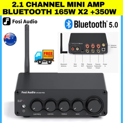 165w x2 Mini Stereo Amplifier Receiver 2.1 Bluetooth 5.0 HiFi subwoofer system