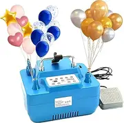 Electric Balloon Pump with Timer, Dual Nozzle Inflator Kit, Battery Powered, Fast 30s Inflation for Latex/Foil Balloons, Quiet Design, Foot/Hand Control, Party Decoration Tool