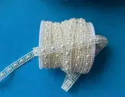 1/4" Half Round Flatback Imitation Pearl Beads Chain Sewing Trim maize 7 yards