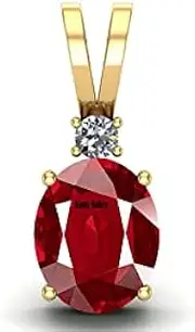 [DENMOUS] Certified 17.25 Ratti 16.64 Carat A+ Quality Natural Ruby Manik Ashtadhatu Gold Plated Pendant/Locket Gemstone by Lab Certified(Top A+) Quality-AMZ4020, Small, Sterling Silver
