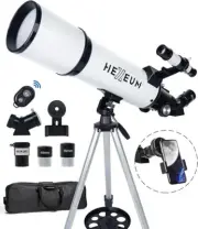 80mm Aperture 600mm Astronomical Portable Refracting Telescope - wireless, bag