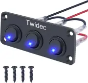 /3 Gang Rocker Toggle Switch Panel with 12V DC round Dot Lighte