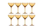 2x 4pc Ladelle Flynn Coupe Glass Stemware Cocktail Martini Drinkware 18cm Amber
