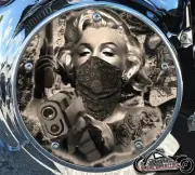 HARLEY DAVIDSON 2019+ SOFTAIL DERBY CLUTCH PRIMARY COVER MARILYN GUNS SEPIA