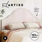Artiss Bed Frame King Size Bed Head Headboard Bedhead Base Velvet Beige IRIS