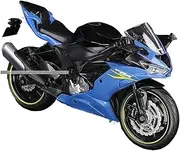 Motorcycle Model 1:12 for Kawasaki for Ninja for ZX-6R Alloy Car Model Toy Casting Series Ornament Gift Motorcycle Model with Steering Movable Stand(Blue ZX-6R)