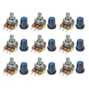 9Pcs/Set WH148 Potentiometer Resistor with Nuts and Potentiometer Button Cap Adjustable Knob for B1K/B2K/B5K/B10K/B20K/B