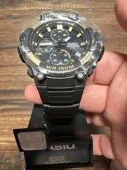 NEW Casio MCW110H-9AVR Black/Gold Dial Chronograph Watch 100M WR Date Display