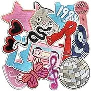 Trendy Patch, Fashion Iron On Patches, Cute DIY Sewing Decor Patches for Backpacks, Embroidery Applique Aesthetic Stuff for Clothing, Jackets, Jeans (Trendy1 16 Pcs)