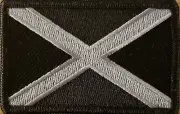 Scotland Flag Patch W/ VELCRO® Brand Fastener St Andrew's Cross Black & Gray #5