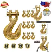 10 Pack Grade 70 Clevis Grab Hooks - 7500 Lbs Transport & Towing Strength