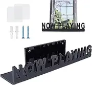 NICENEEDED Wall Mount Now Playing CD Record Display Stand, White Acrylic Floating Record Shelf, Black Modern Hip Hop Record Hanging Bracket for Music Lovers