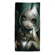 Cool Scary Art Zombie Kitty and Pretty Zombie Girl Beach Towels Medium Large Extra Large