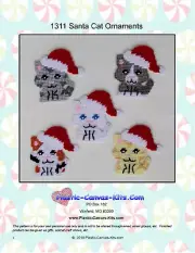 Santa Cat Christmas Ornaments-Plastic Canvas Pattern or Kit