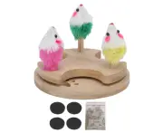 Cat Toy Wooden Turntable Cat Toy with Plush Mice and Catnip for Kitten Play Exercise