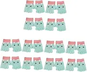 [SHERCHPRY] Gloves Winter Cover Mittens Fleece Mittens Winter Convertible Mittens Fuzzy Fingerless Mitten Winter Flip Cover Mittens Warm Mitten Pupils Embroidered Knitting