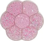 Chenkou Craft 3000PCS 1 Box Baby Pink Round Flatback Half Pearls Bead Loose Beads Gem (Light Pink Half Ball)