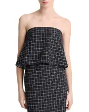 Vince Trellis Plaid Strapless Top